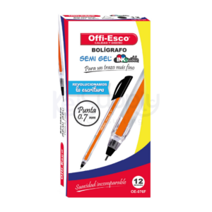 ESFERO SEMI GEL NEGRO OFFI-ESCO OE-076F X 12 UNIDADES